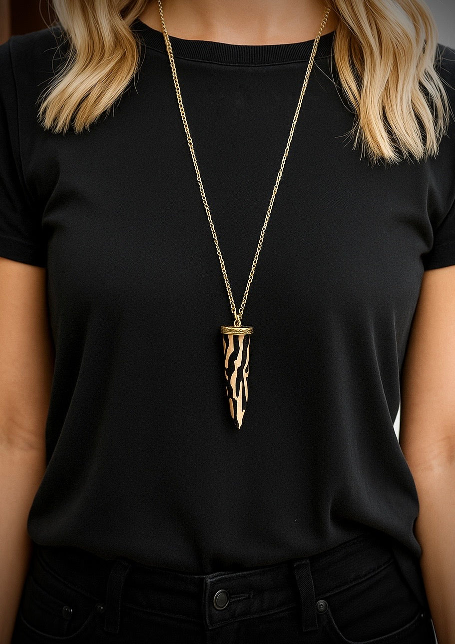 Collana Safari horn con catena in maglia fine